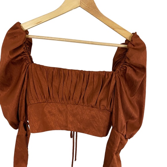 * Alamour The Label Crop Top with Juliet Sleeves Copper Size Small - Picture 11 of 14